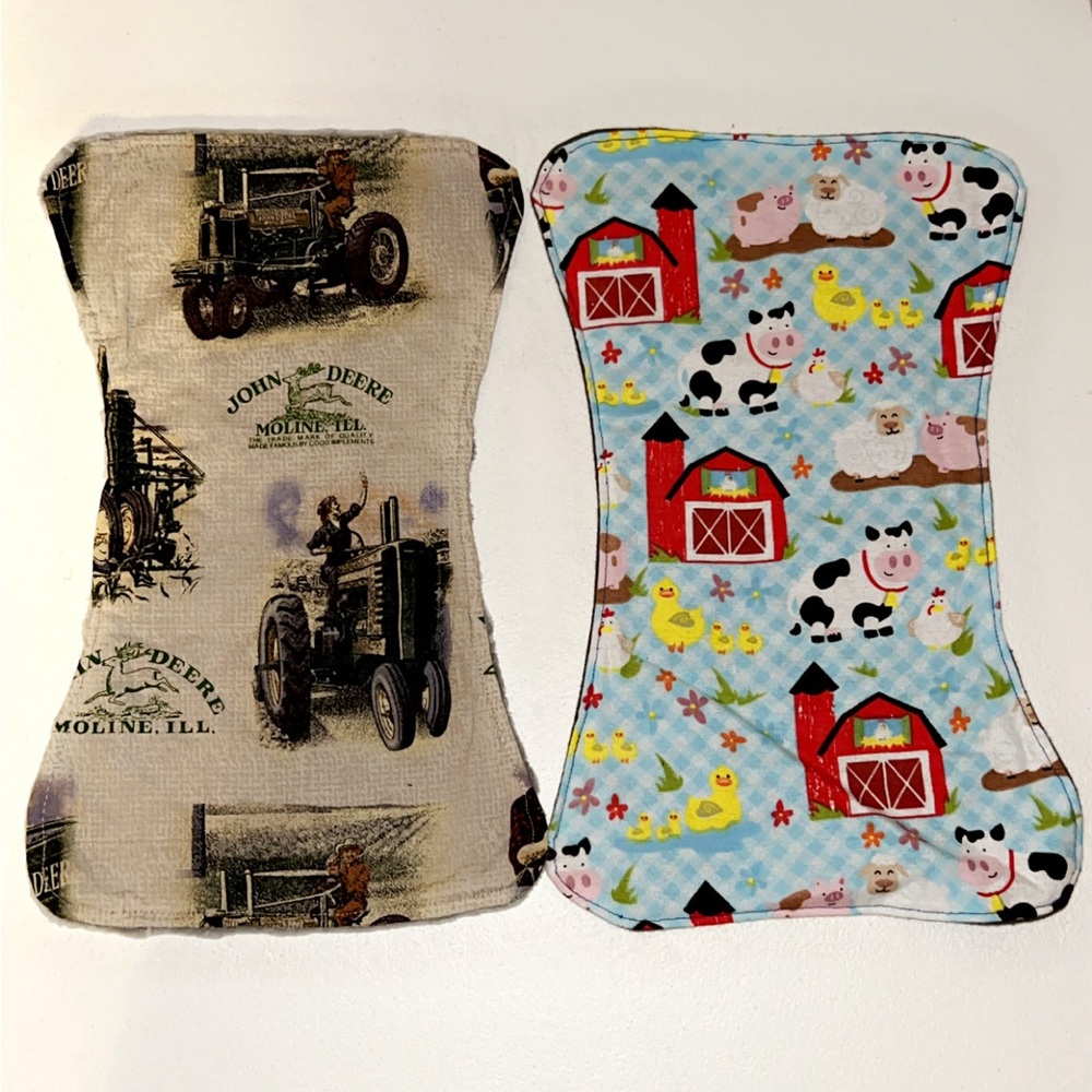 Baby burp cloths handmade set of 2